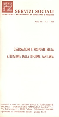 Servizi Sociali 3-1985 - Fondazione Zancan Onlus
