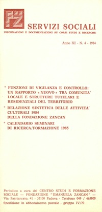 Servizi Sociali 4-1984 - Fondazione Zancan Onlus