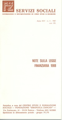 Servizi Sociali 4-1987 - Fondazione Zancan Onlus