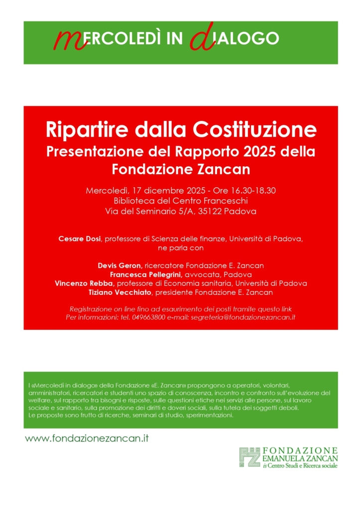 Mercoledì 17 dicembre (ore 16.30-18.30) organizziamo il primo “Mercoledì in dialogo” presso la Biblioteca del Centro Franceschi (Via del Seminario 5/A, 35122 Padova).