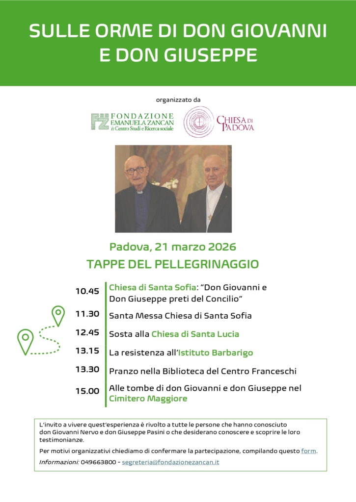 Il 21 marzo il pellegrinaggio sui luoghi di Don Giovanni e Don Giuseppe nella città di Padova